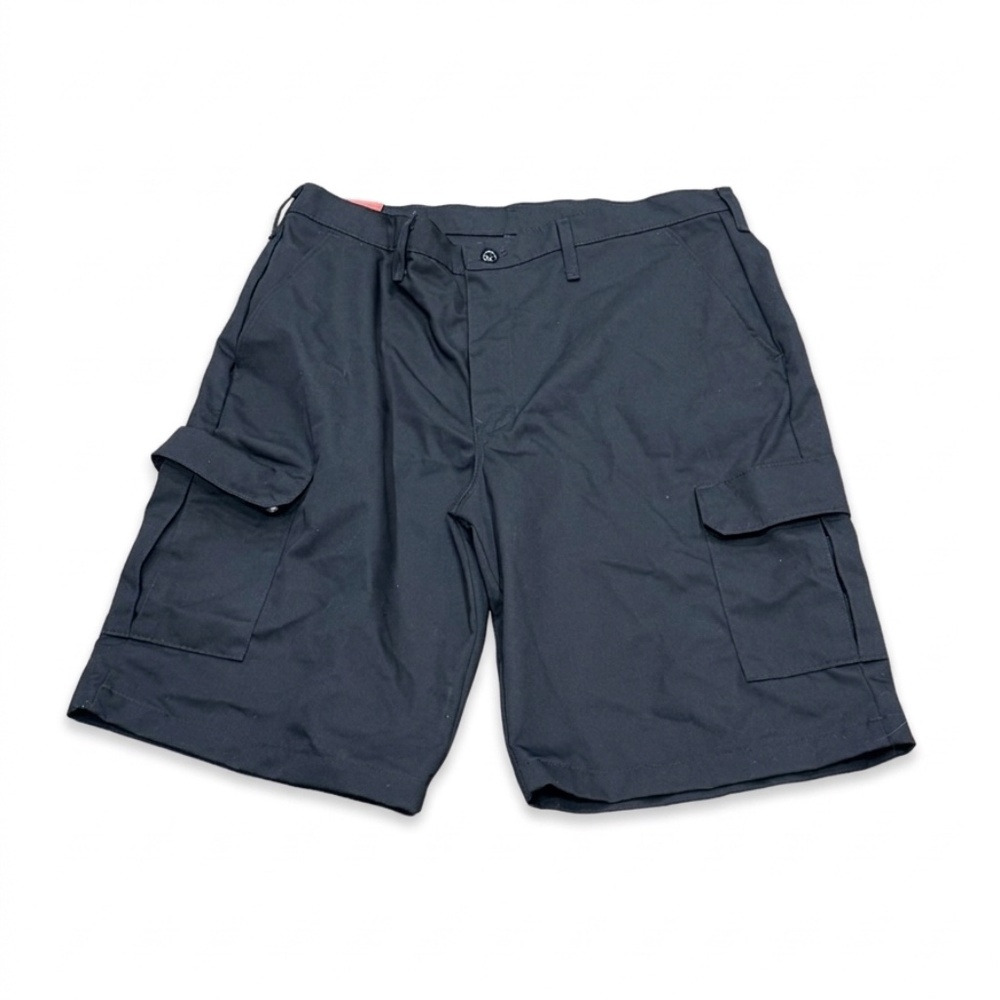 Red Kap Men’s Industrial Cargo Work Shorts Black PT66BK Twill 12” Inseam NEW